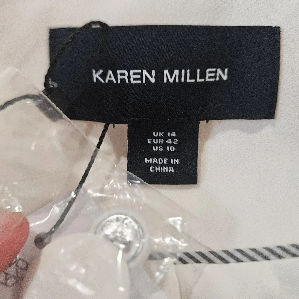 Karen Millen Tailored Crepe Blazer–Ivory Structured SingleBreasted Jacket.10 NWT - Picture 9 of 16